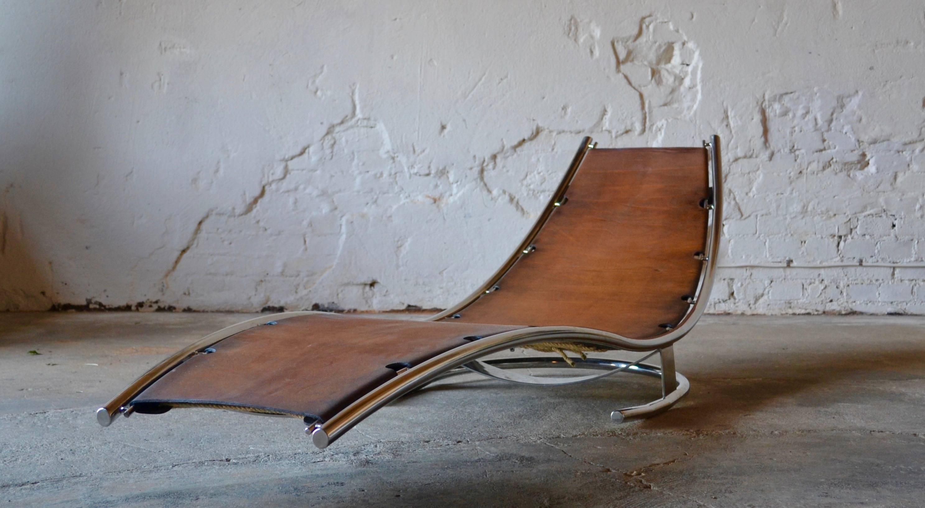 Hand-Crafted Daybed Scandinavian Modern Design by Albin Love Lindgren Series 0. ¼, Cognac