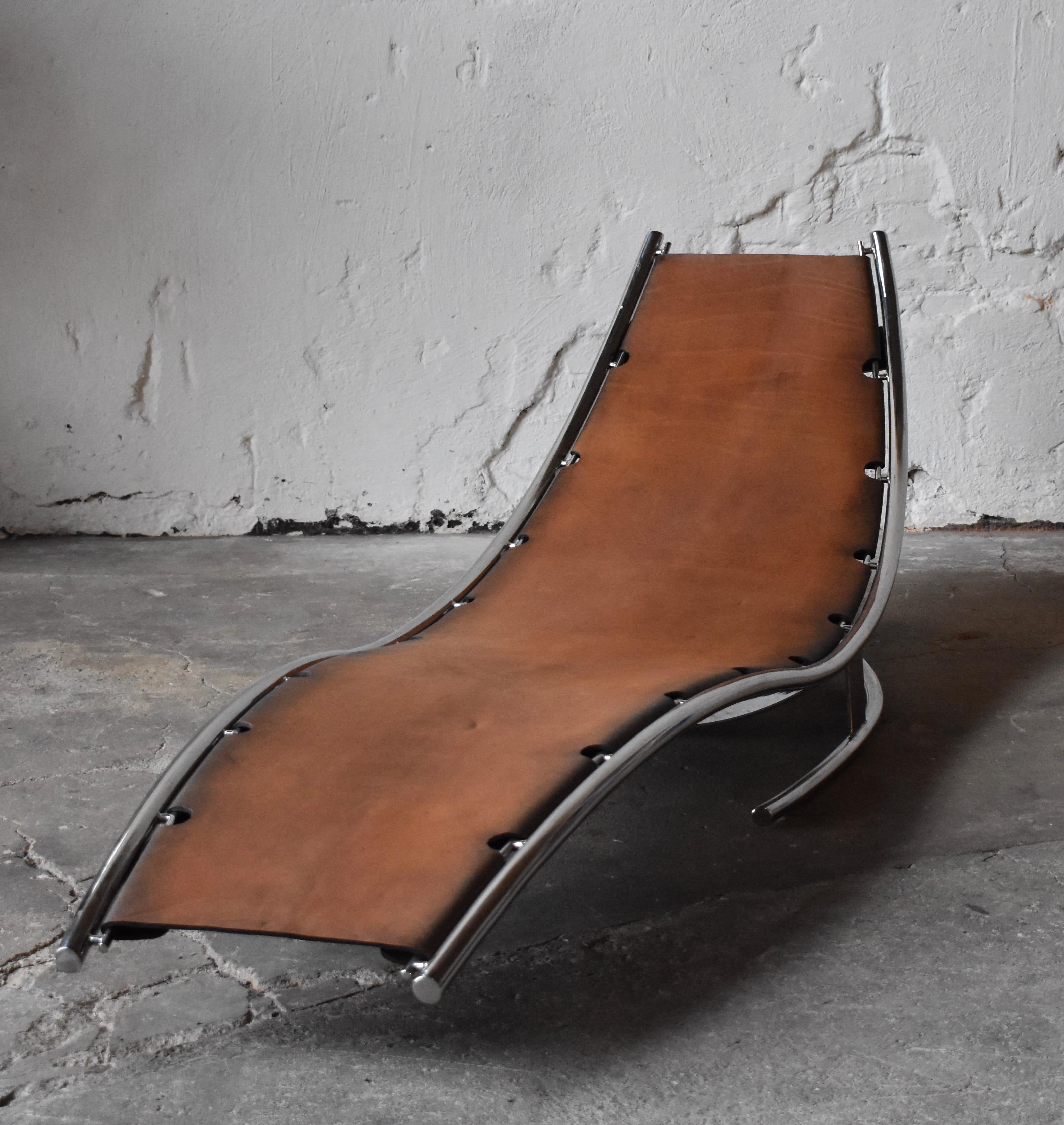 Hand-Crafted Daybed Scandinavian Modern Design by Albin Love Lindgren Series 2. NMBR 1 Cognac For Sale