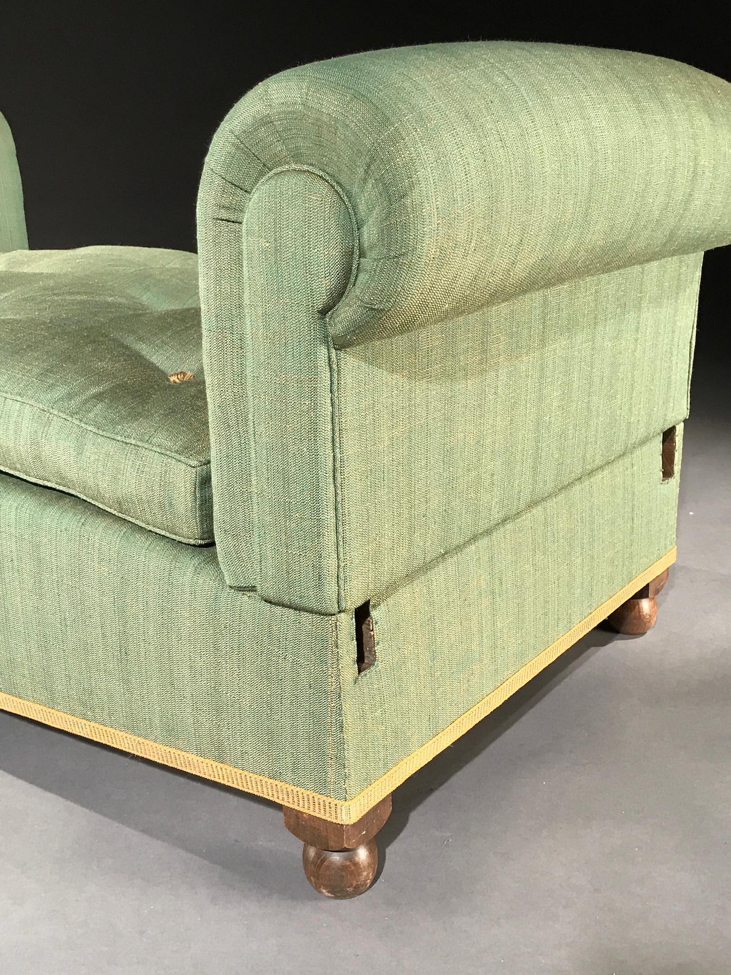 Daybed Settee Window-Seat Single-Bed Sofa-Bed Reclining Linen Green Gold Recline en vente 3