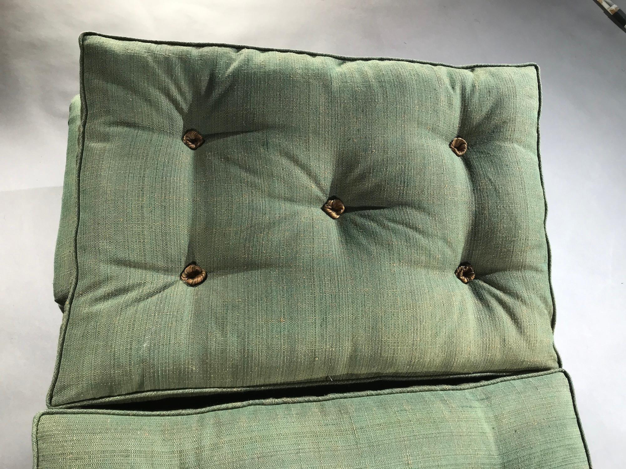 Daybed Settee Window-Seat Single-Bed Sofa-Bed Reclining Linen Green Gold Recline en vente 1