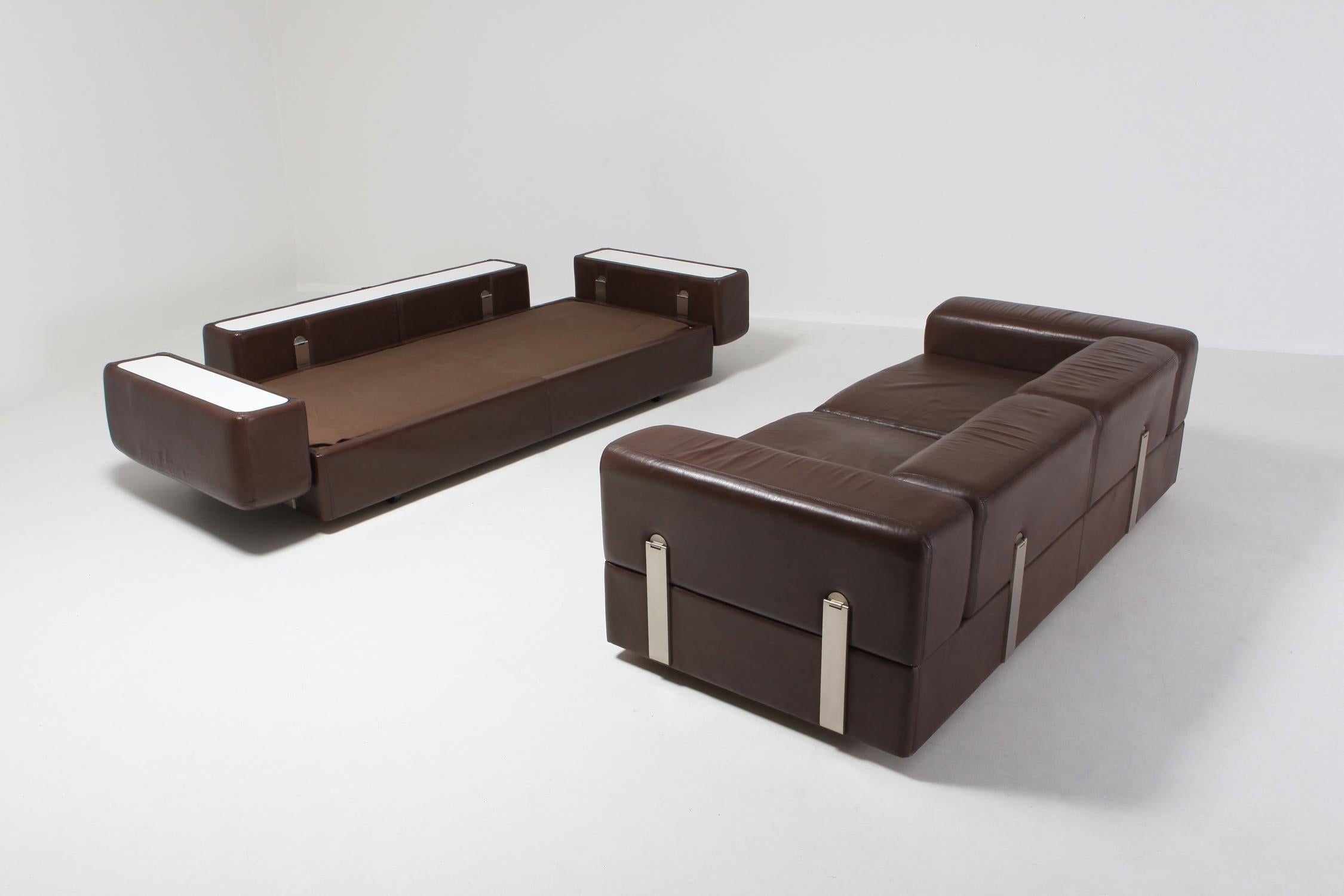 Daybed Sofa 711 by Tito Agnoli for Cinova in Brown Leather For Sale 4