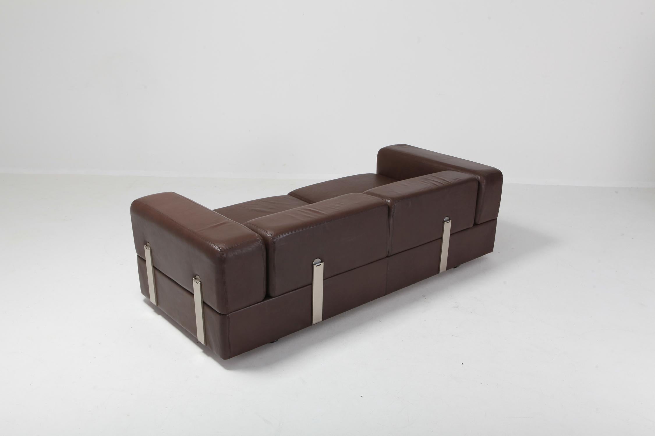 Daybed Sofa 711 by Tito Agnoli for Cinova in Brown Leather In Good Condition In Antwerp, BE