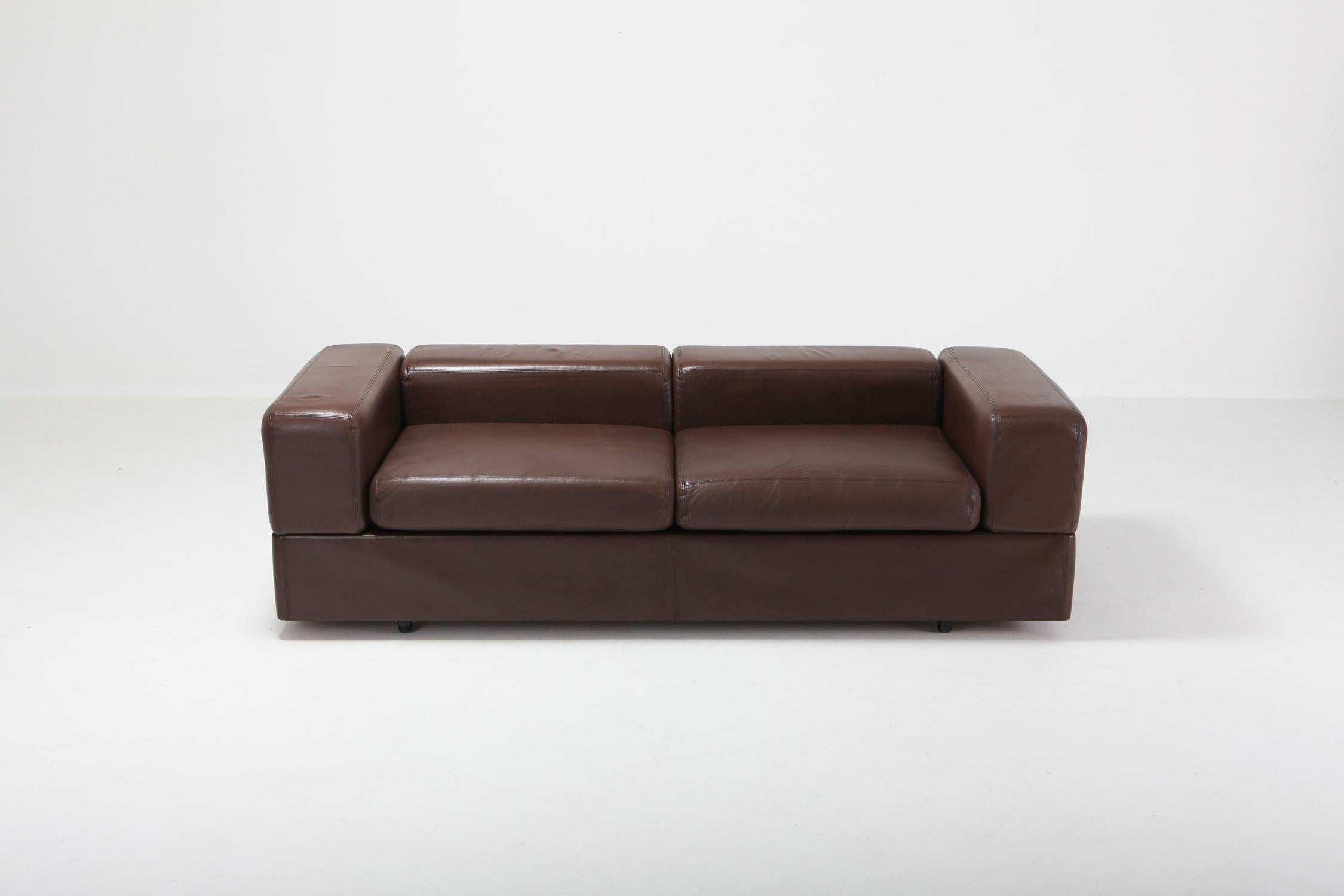 20th Century Daybed Sofa 711 by Tito Agnoli for Cinova in Brown Leather