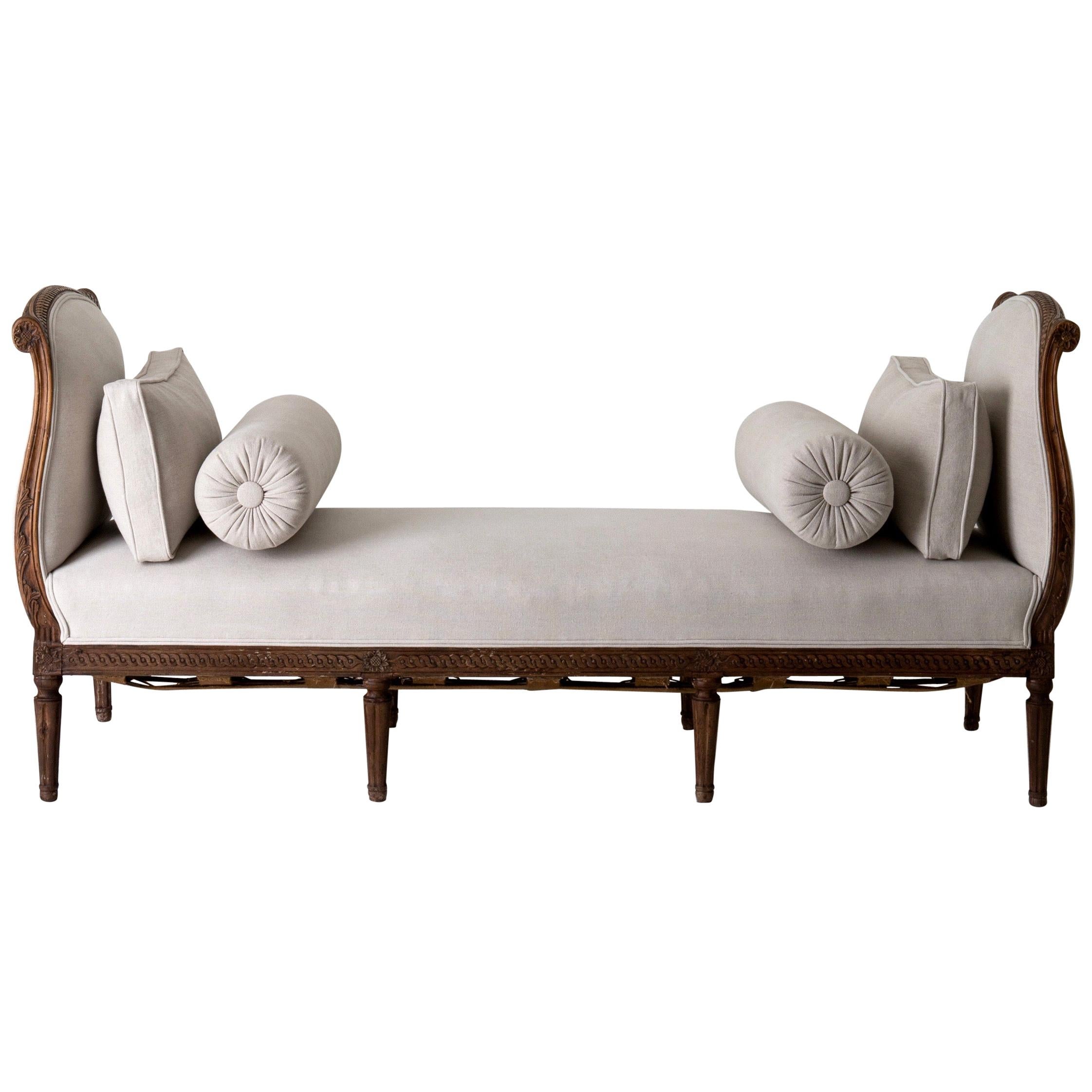 Daybed Sofa Bank Schwedisch Gustavian 18. Jahrhundert Dunkles Holz Schweden