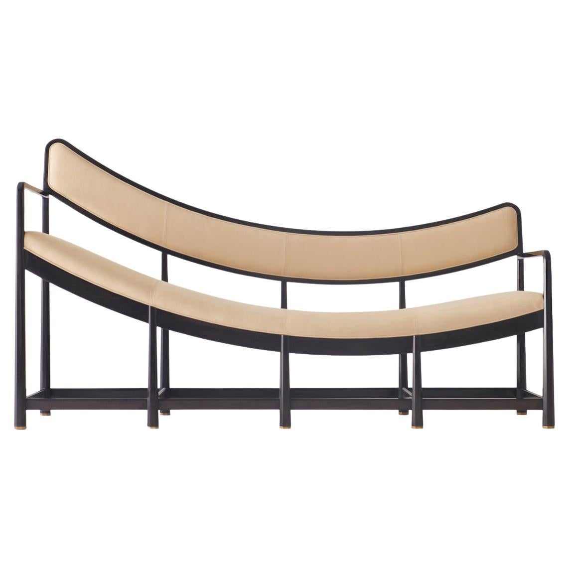 Daybed Sofa, Blackened Beech Wood French Leather Sofa For Sale