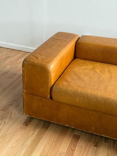 Daybed Sofa in caramel leather upholste by Tito Agnoli, Cinova, 1960s