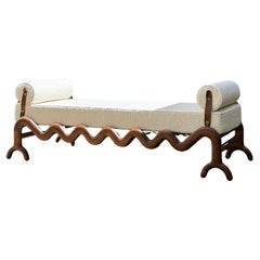 Daybed wide walnut cream boucle