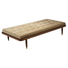 Vintage Daybed with Upholstered Mattress and Brass Shoes, Denmark ca 1950s
