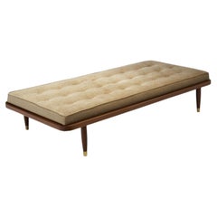 Used Daybed with Upholstered Mattress and Brass Shoes, Denmark ca 1950s