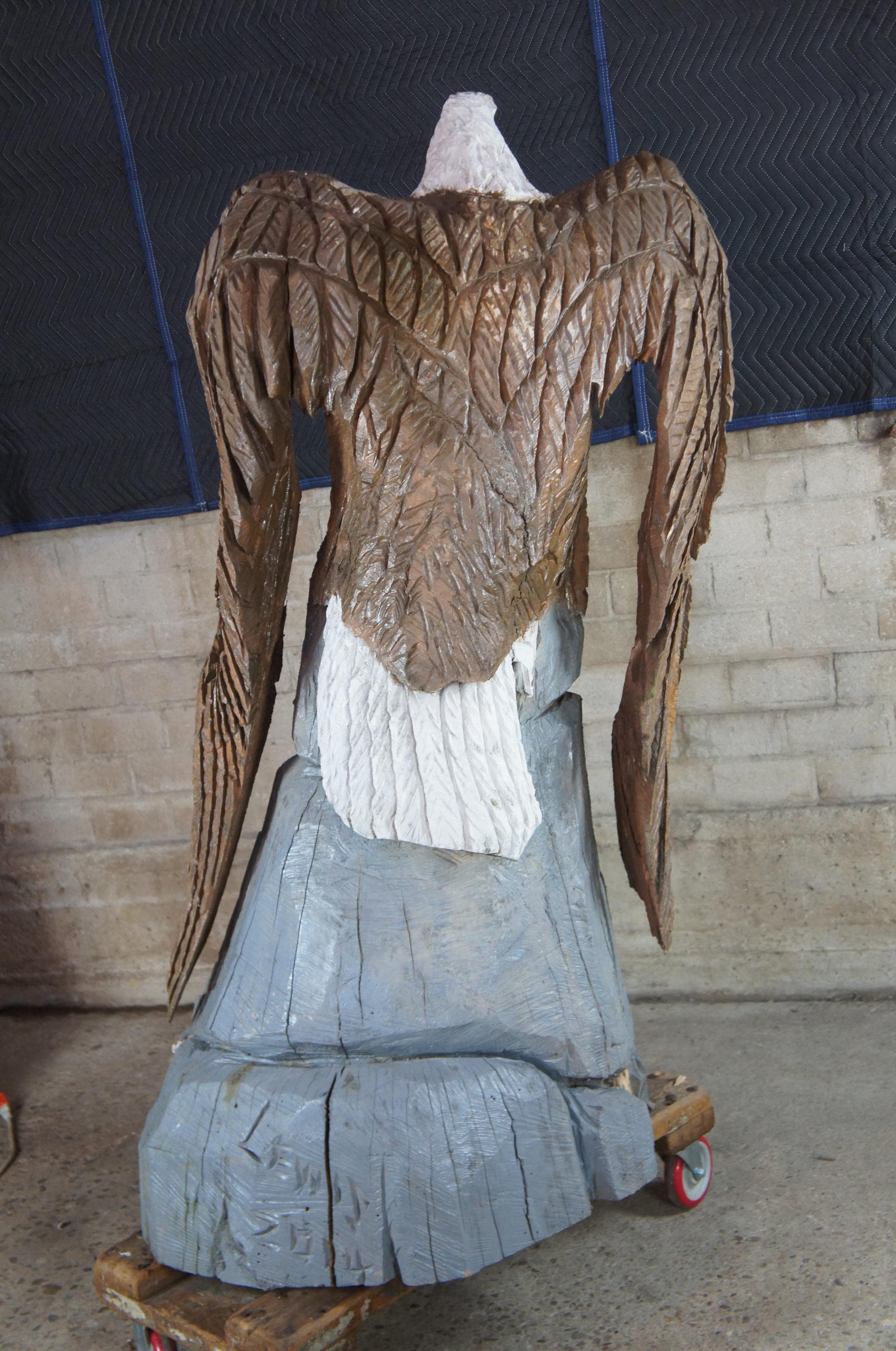 Dayle Lewis American Bald Eagle Carved Tree Art Sculpture Statue 3