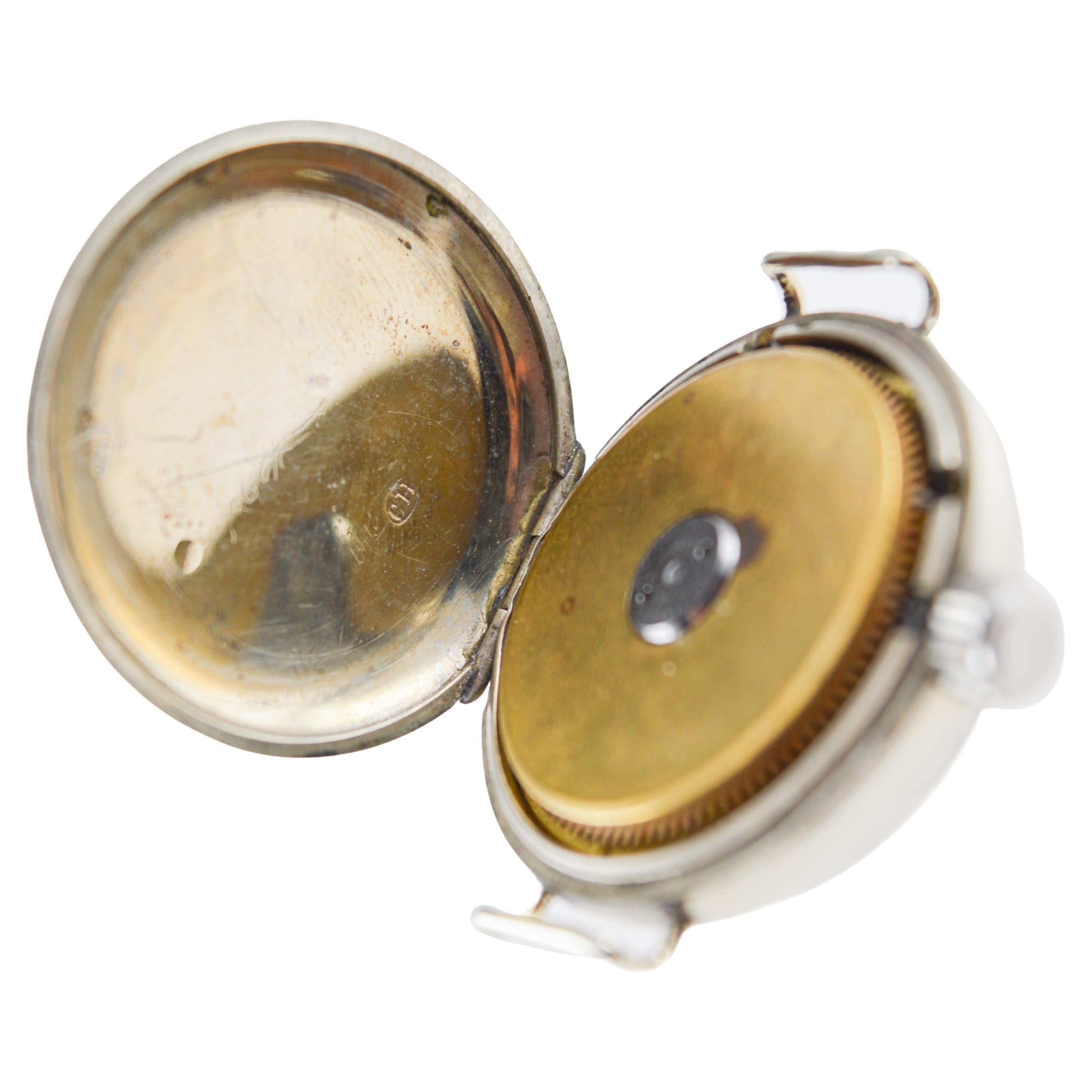 Daynite Nickel 8 Day Campaign Style Military Watch with Original Kiln Fired Dial For Sale 5