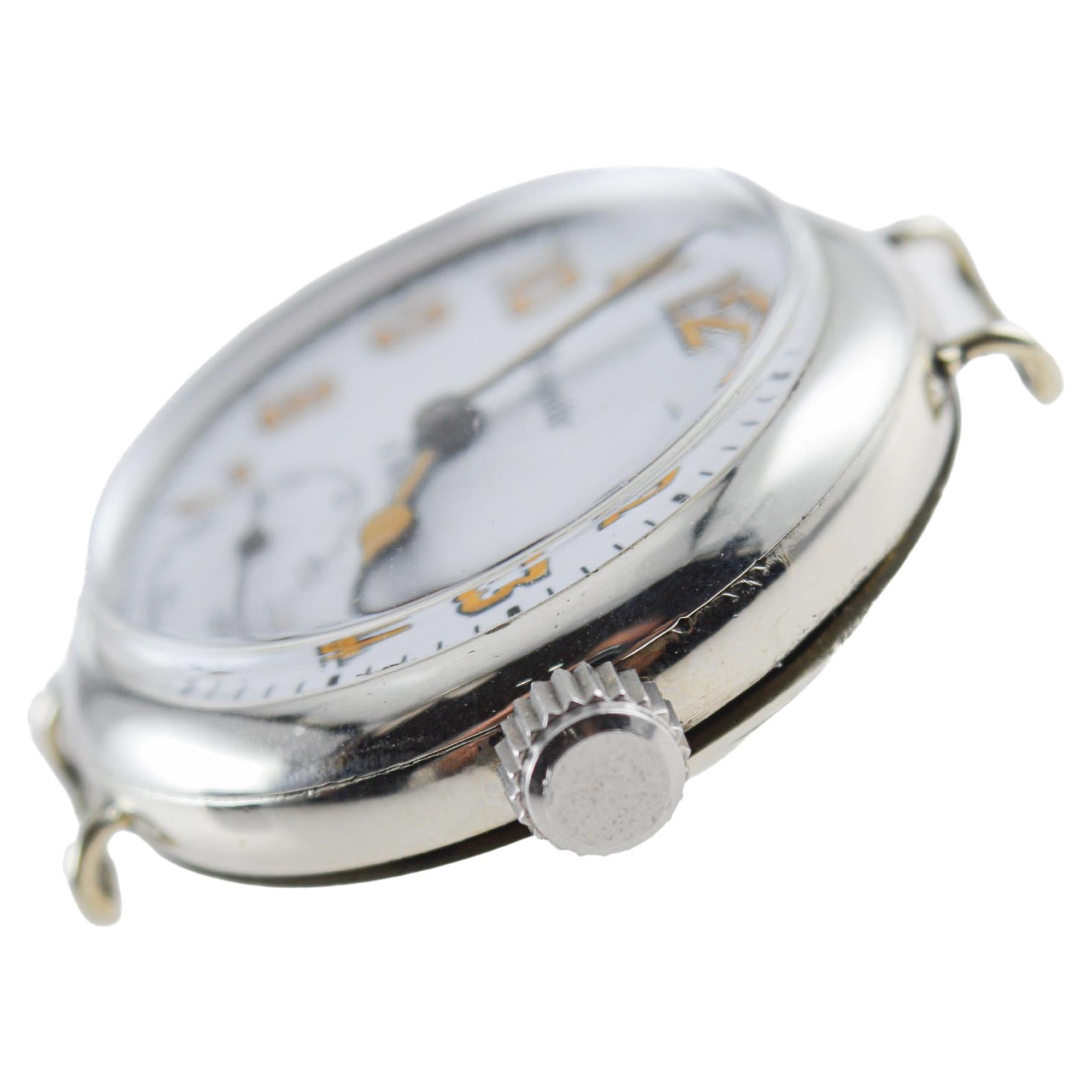 Daynite Nickel 8 Day Campaign Style Military Watch with Original Kiln Fired Dial For Sale 4