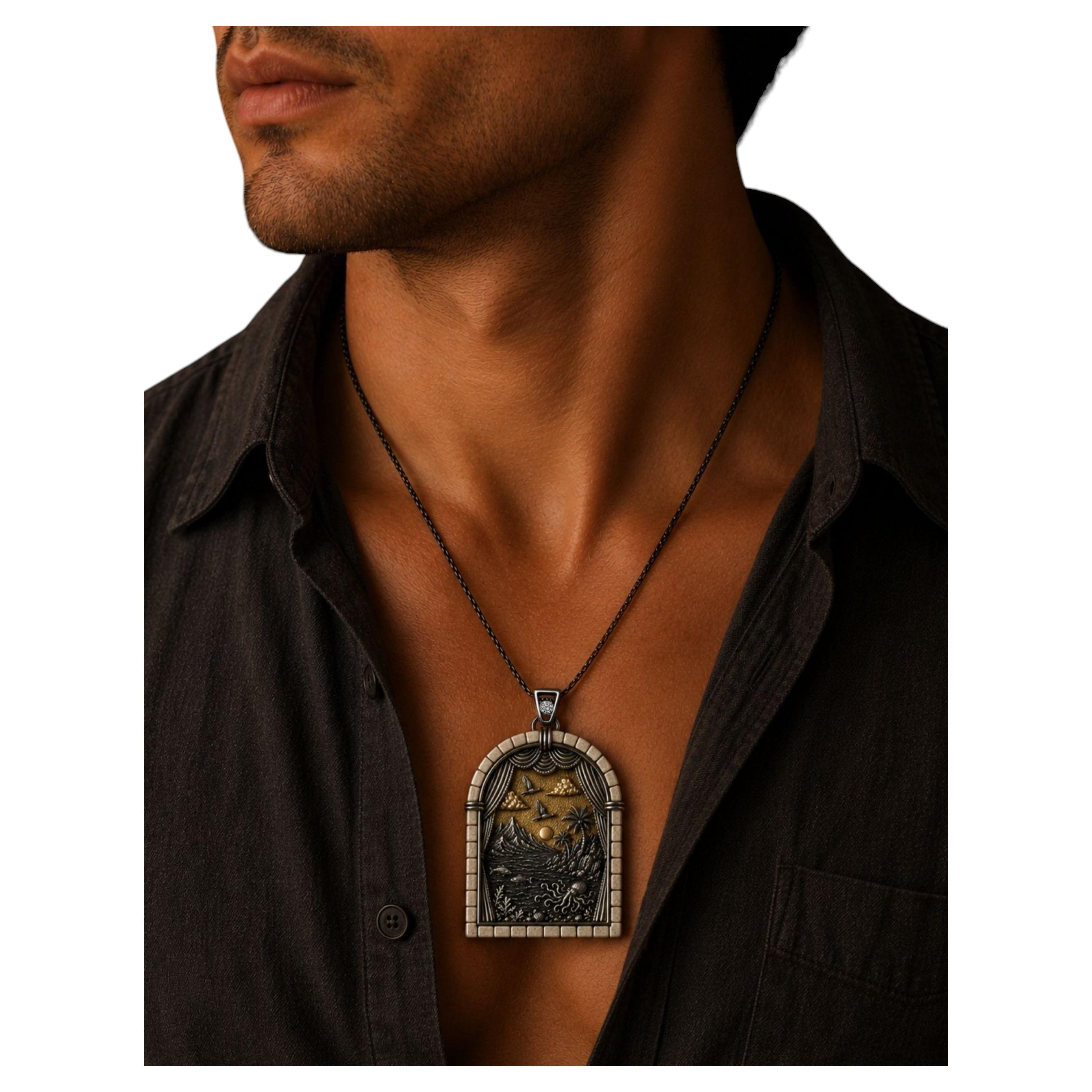 Days of Creation Fifth Day Pendant in Sterling Silver, 24K Gold and Diamond
