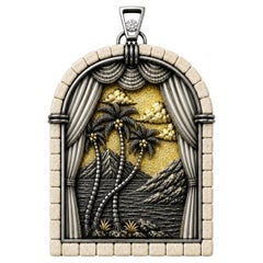 3ed Day Of Creation Pendant Sterling Silver, 24K Gold, Jerusalem Stone & Diamond