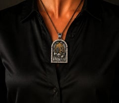 Days of Creation Seventh Day Pendant with Diamond, Jerusalem Stone-Konforti