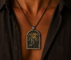 Days of Creation Sixth Day Pendant, Diamond, Jerusalem Stone, Sterling Silver