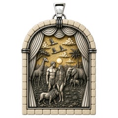 Days of Creation Sixth Day Pendant, Diamond, Jerusalem Stone, Sterling Silver