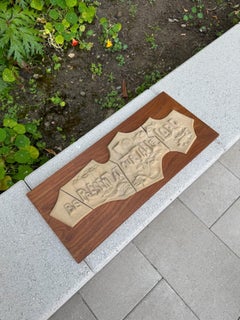 Daystar Cast Stone & Walnut Christian Prayer Wall Panel, c.1965