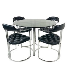 Daystrom Dining Chairs and Table with Smoked Glass