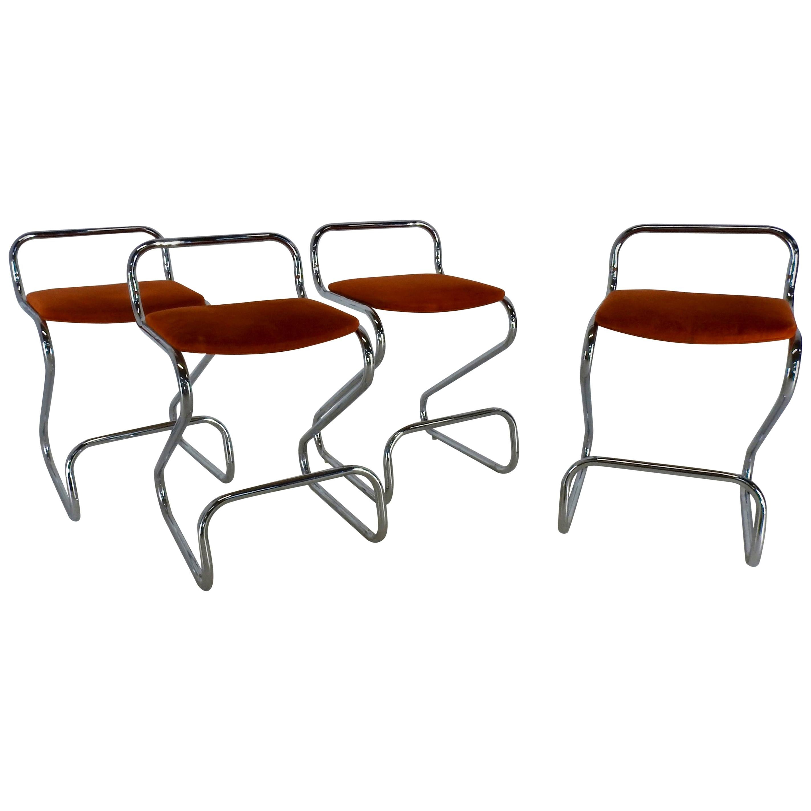 Daystrom Furniture Co. Chromium and Fabric Stools For Sale