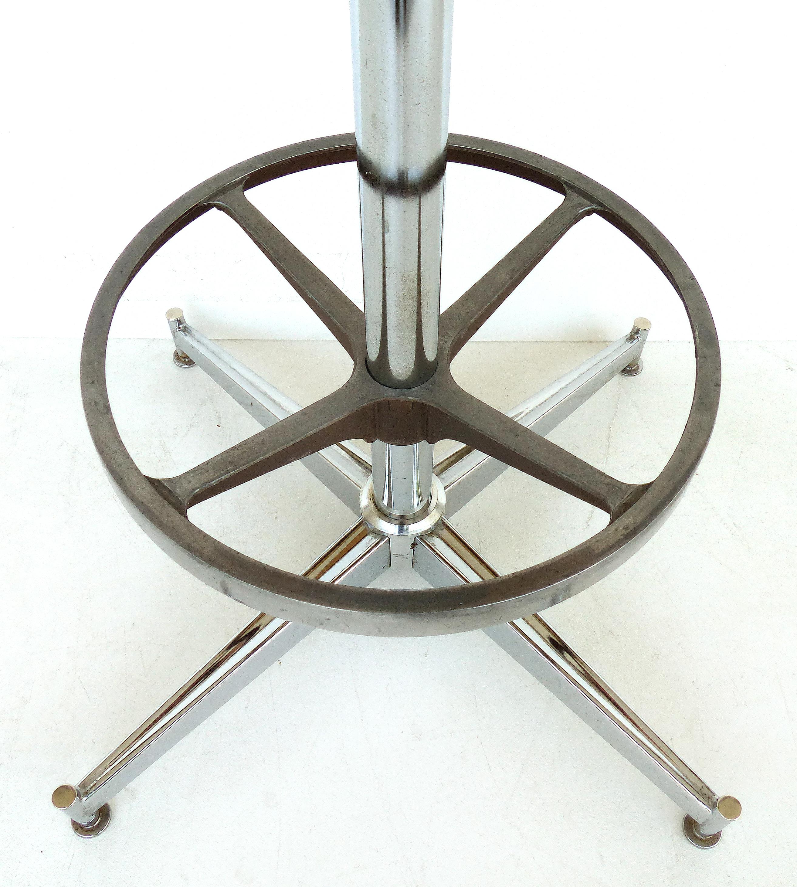 Daystrom Leather and Chrome Swivel Bar Stools, Set of 4 1