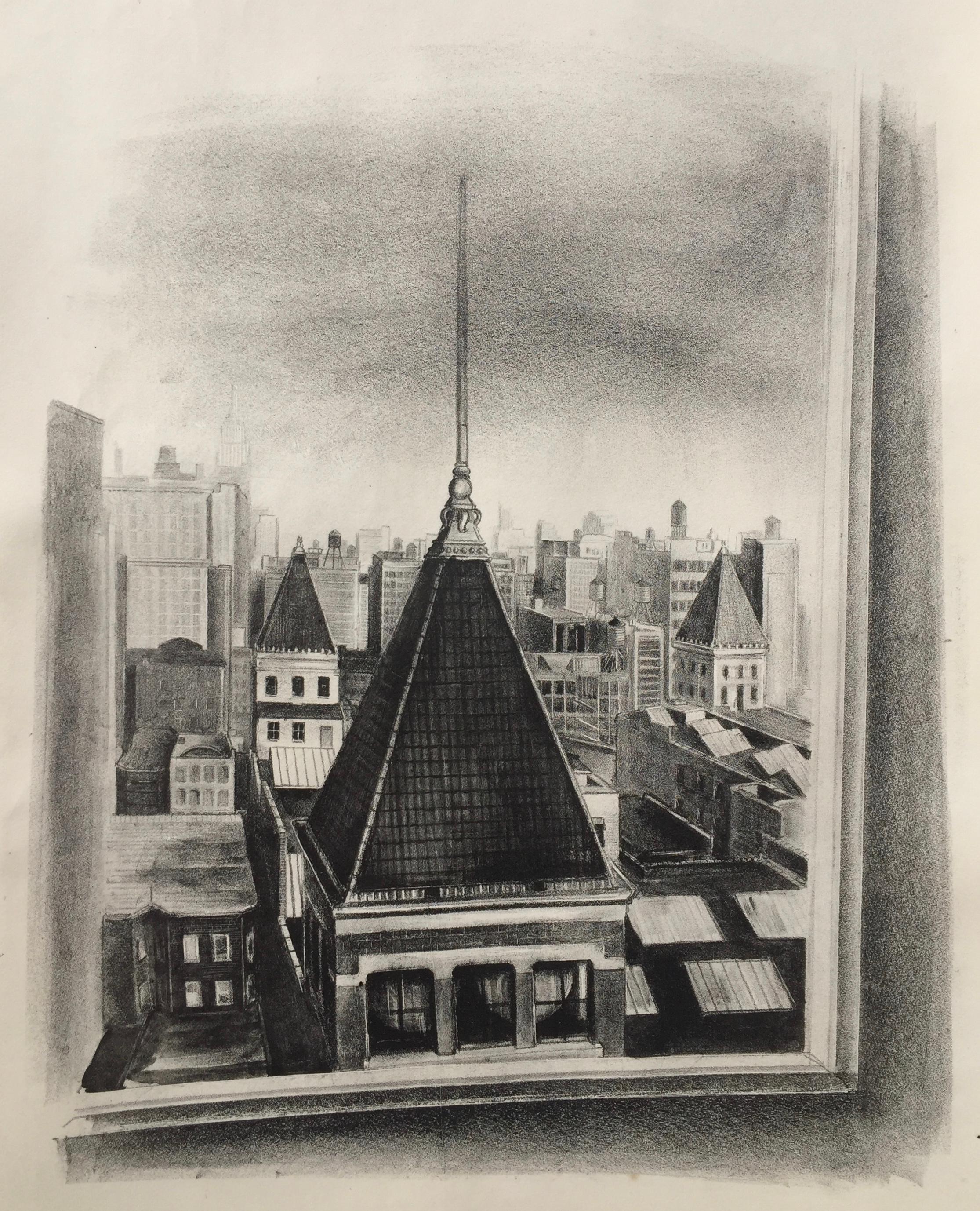 Dayton Brandfield Landscape Print - 14th STREET PERSPECTIVE  (NY) Published by the WPA/FAP (Printer's Proof)