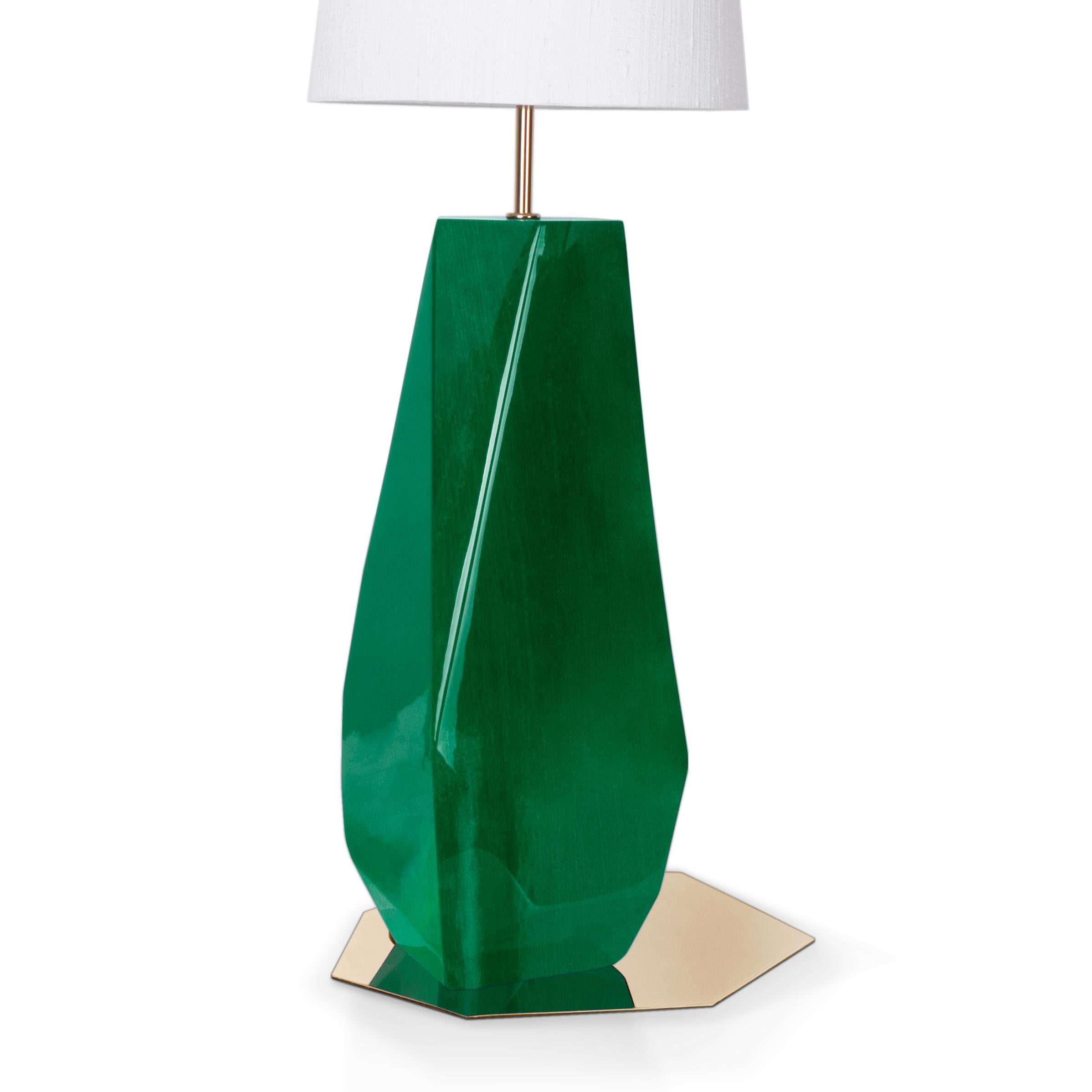 Gilt Daytona High Green Table Lamp For Sale