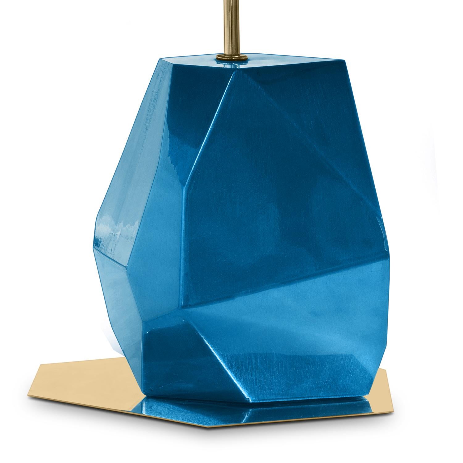 Gilt Daytona Medium Blue Table Lamp For Sale