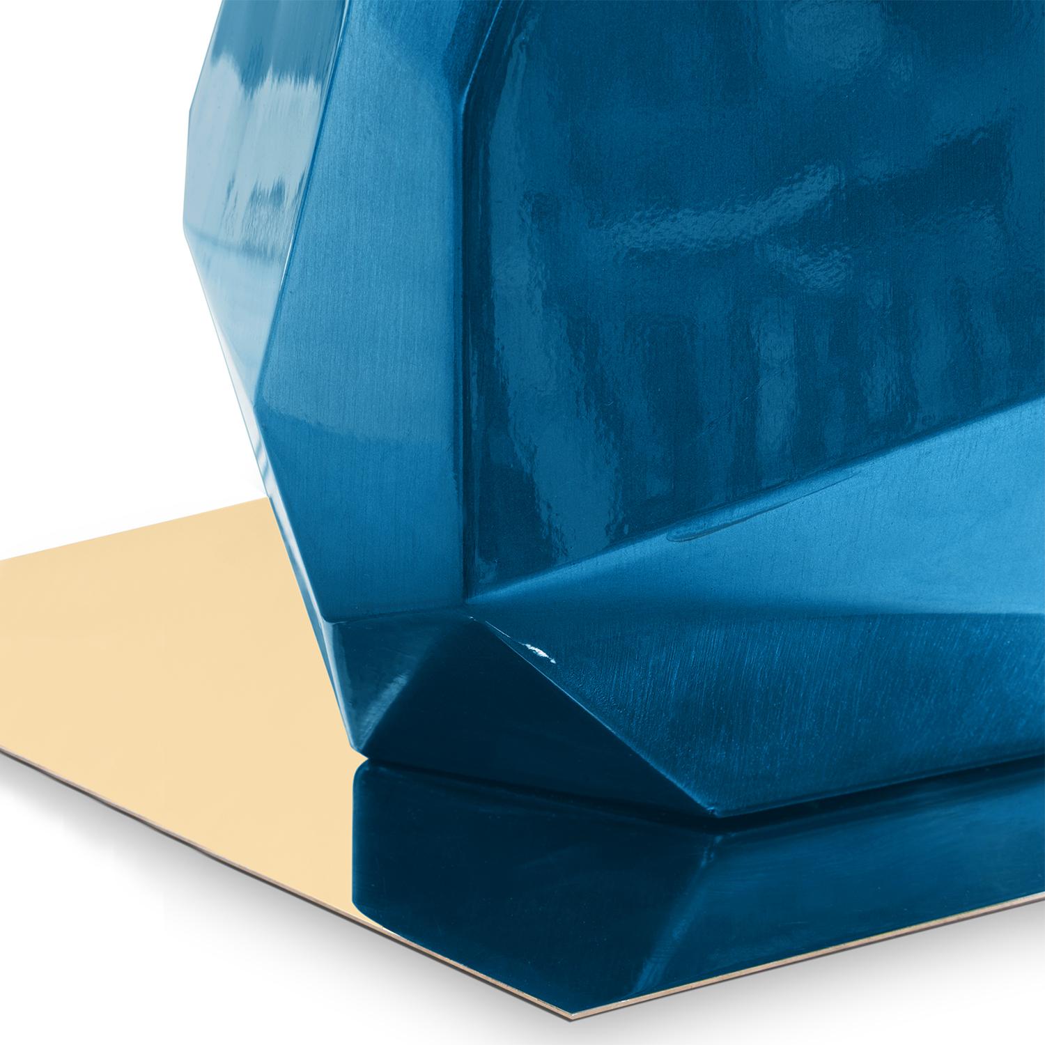 Stainless Steel Daytona Medium Blue Table Lamp For Sale