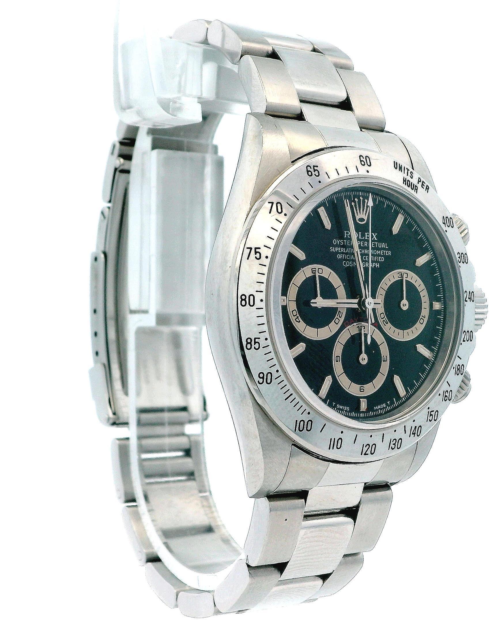 Daytona ZENITH 16520 Patrizzi Schwarzes Zifferblatt Herrenuhr Box & Papiere im Zustand „Hervorragend“ im Angebot in Great Neck Plaza, NY