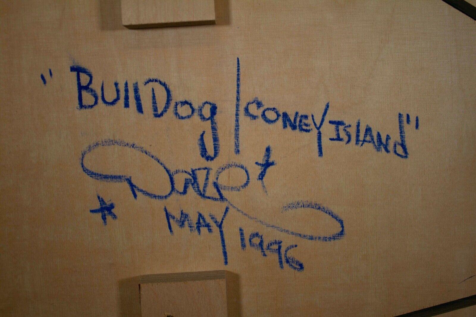 DAZE Chris Ellis Bulldog Coney Island Signed Graffiti St Art Portrait on Wood For Sale 7