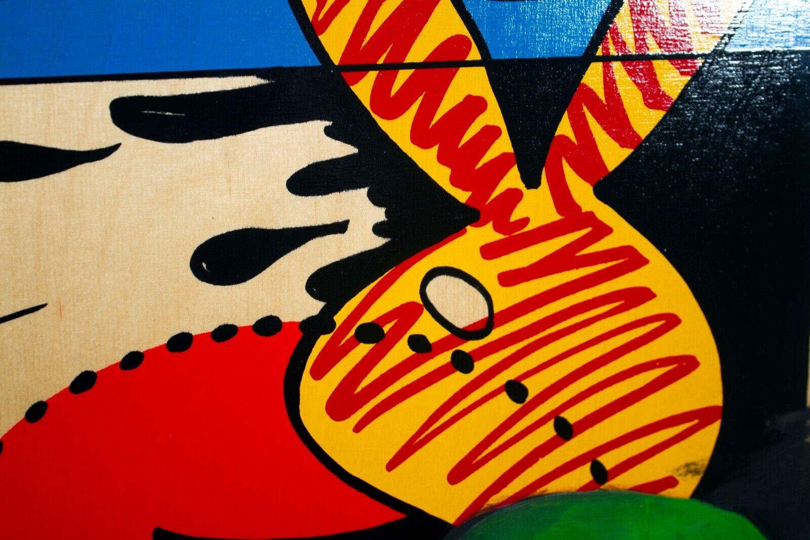 DAZE Chris Ellis Bulldog Coney Island Signed Graffiti St Art Portrait on Wood For Sale 4