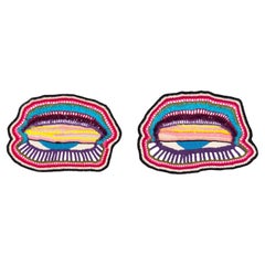 "Dazed Eyes" Pair Handcrafted Knit/Crochet Multicoloured Wall Hanging