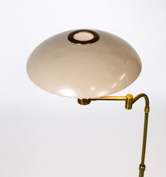 Dazor 1950s Flying Saucer Floor Lamp in Brass & Buff Lacquer