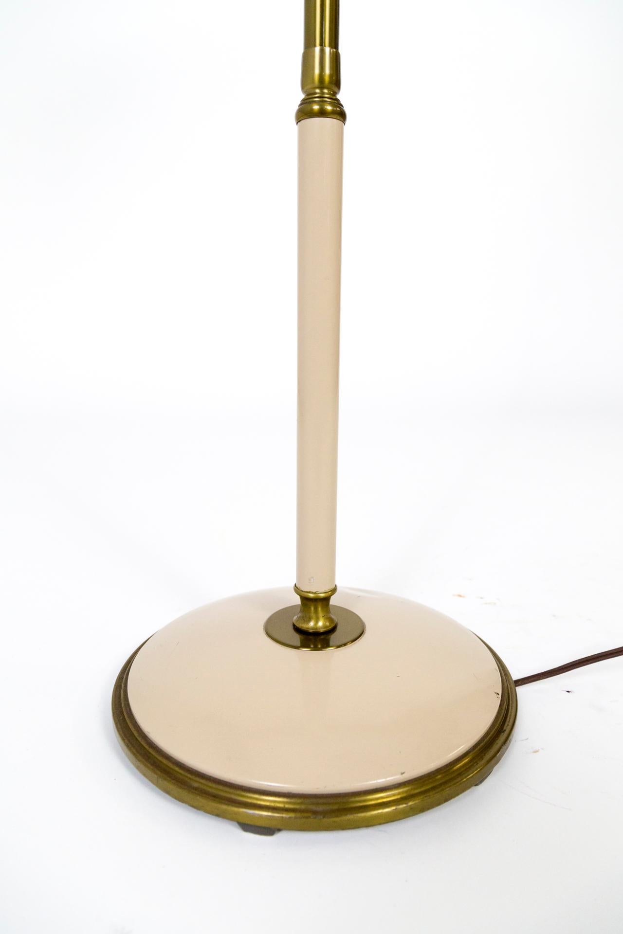 Dazor 1950s Flying Saucer Floor Lamp in Brass & Buff Lacquer In Good Condition In San Francisco, CA