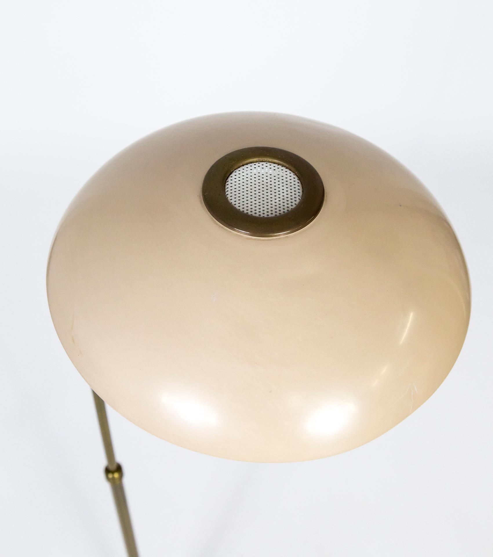 Dazor 1950s Flying Saucer Floor Lamp in Brass & Buff Lacquer 1