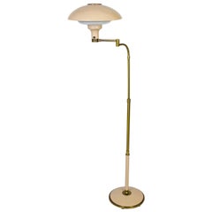 Vintage Dazor 1950s Flying Saucer Floor Lamp in Brass & Buff Lacquer