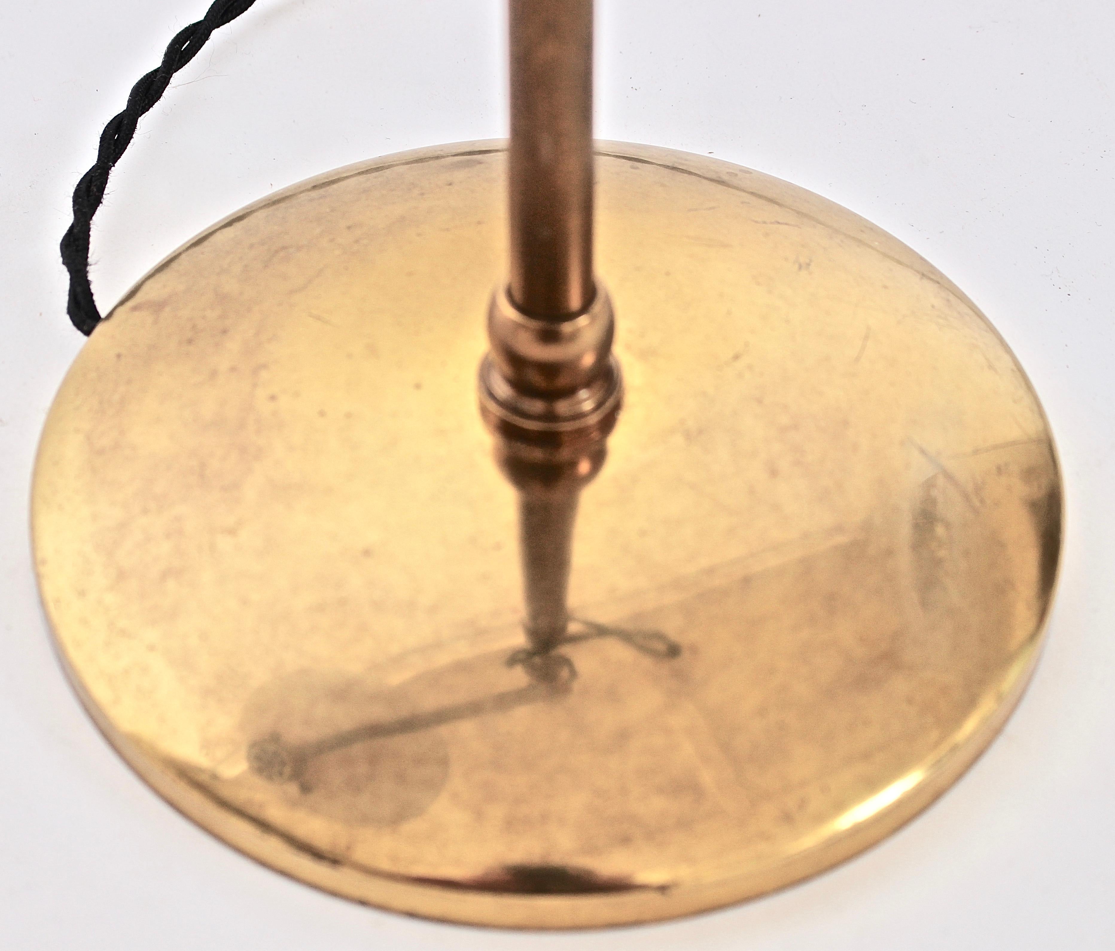 Dazor Swing Arm Brass Desk Lamp with White Reflector Shade, 1940s In Good Condition In Bainbridge, NY