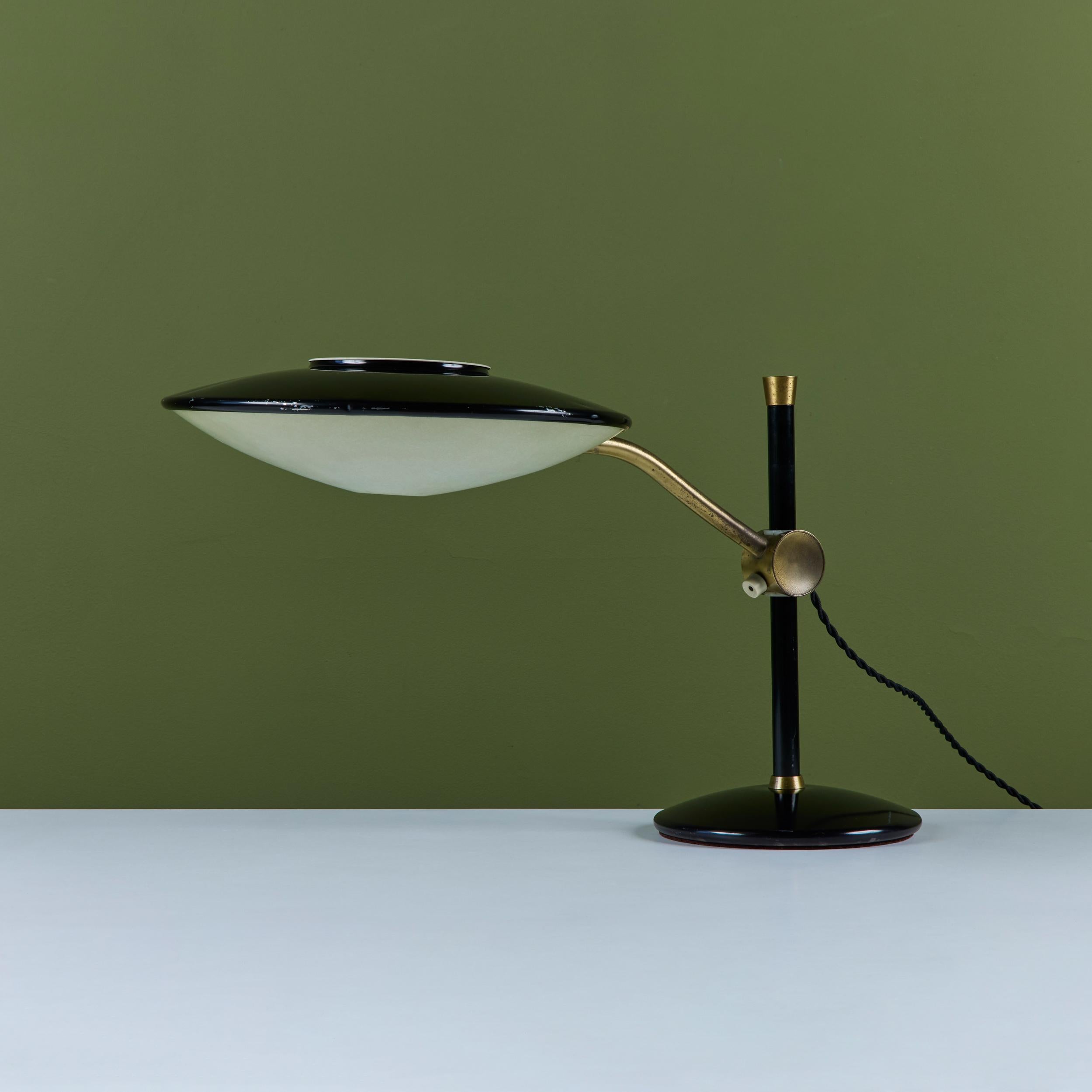 Dazor Black Enamel Desk Lamp with Brass Accents For Sale 2