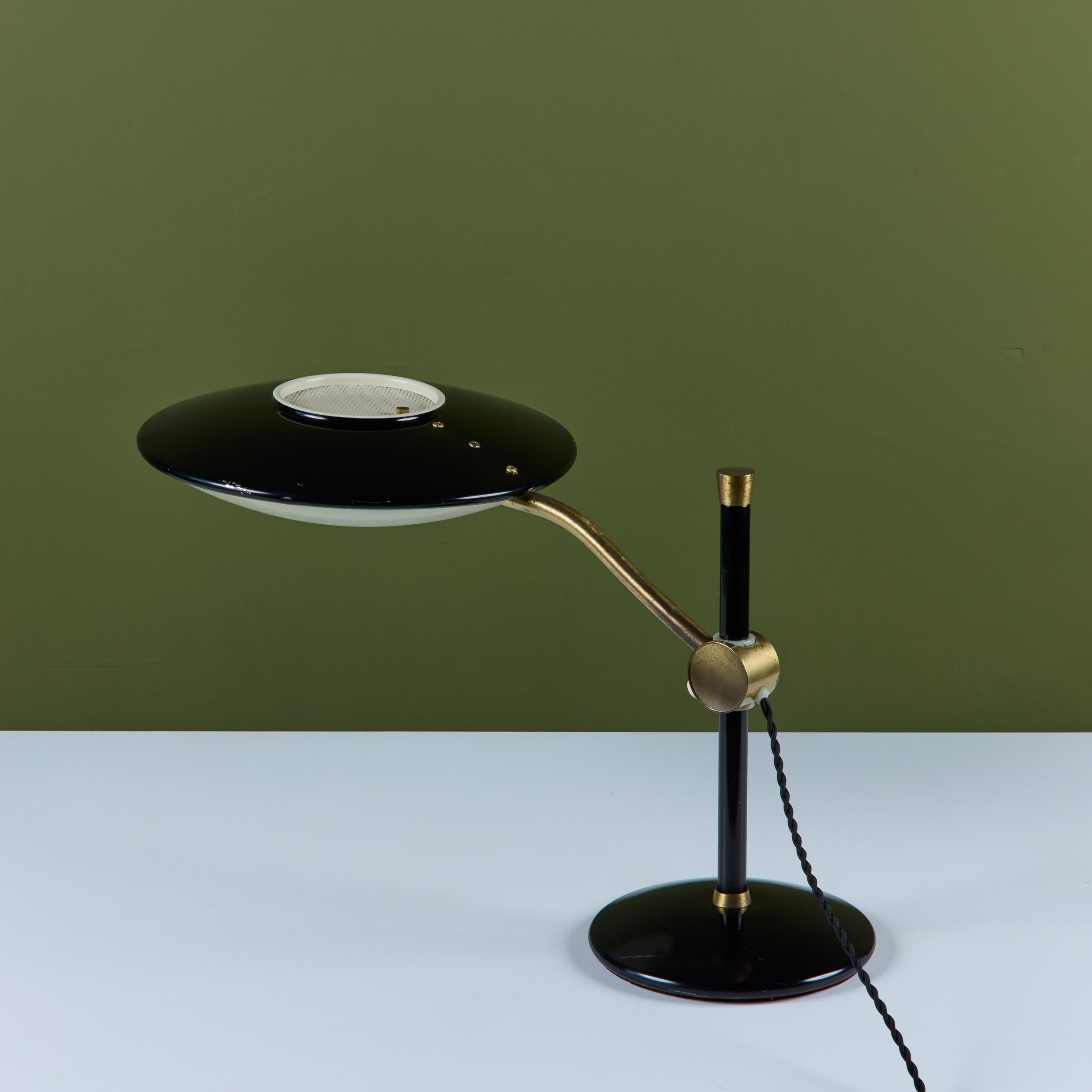 Dazor Black Enamel Desk Lamp with Brass Accents For Sale 3