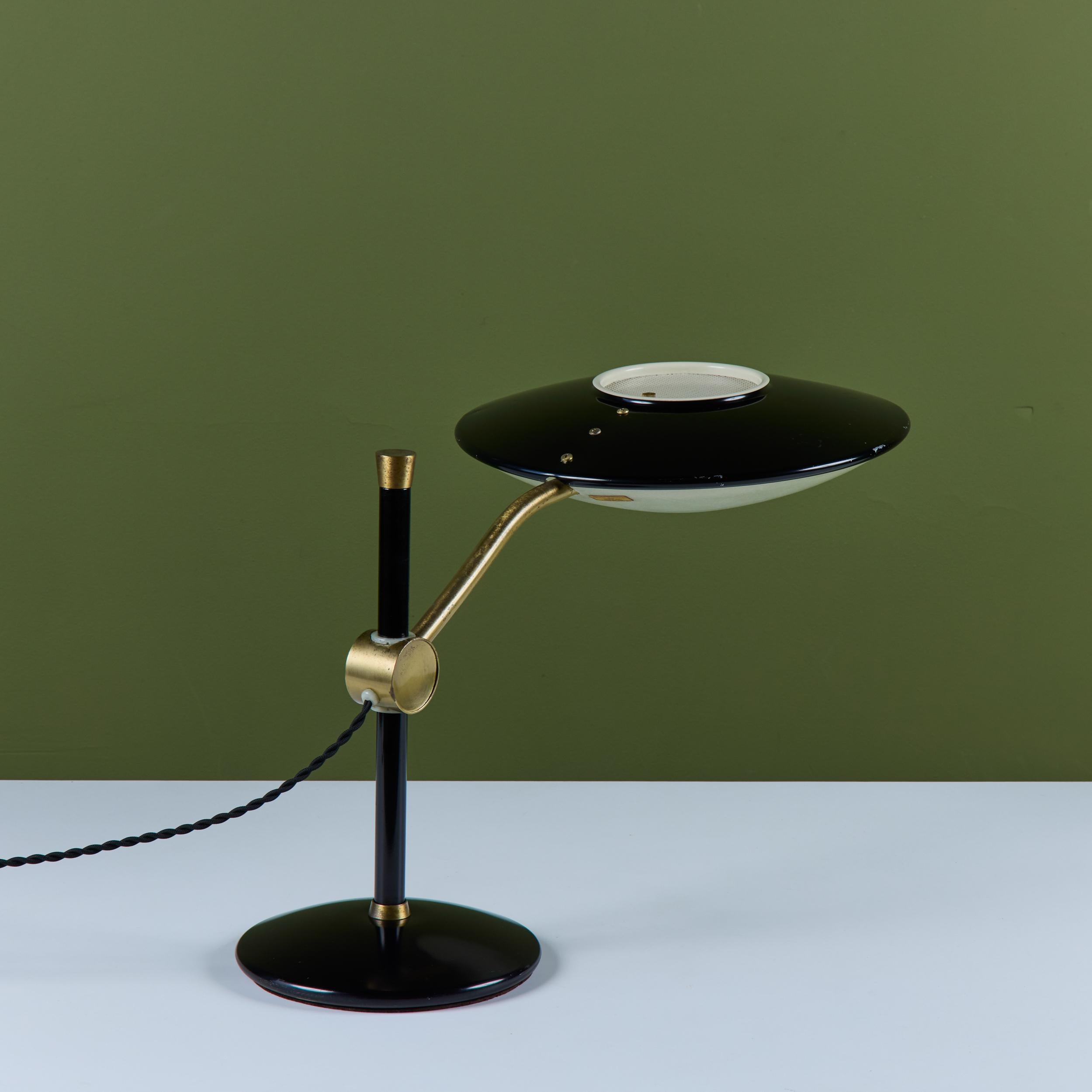 Dazor Black Enamel Desk Lamp with Brass Accents For Sale 4