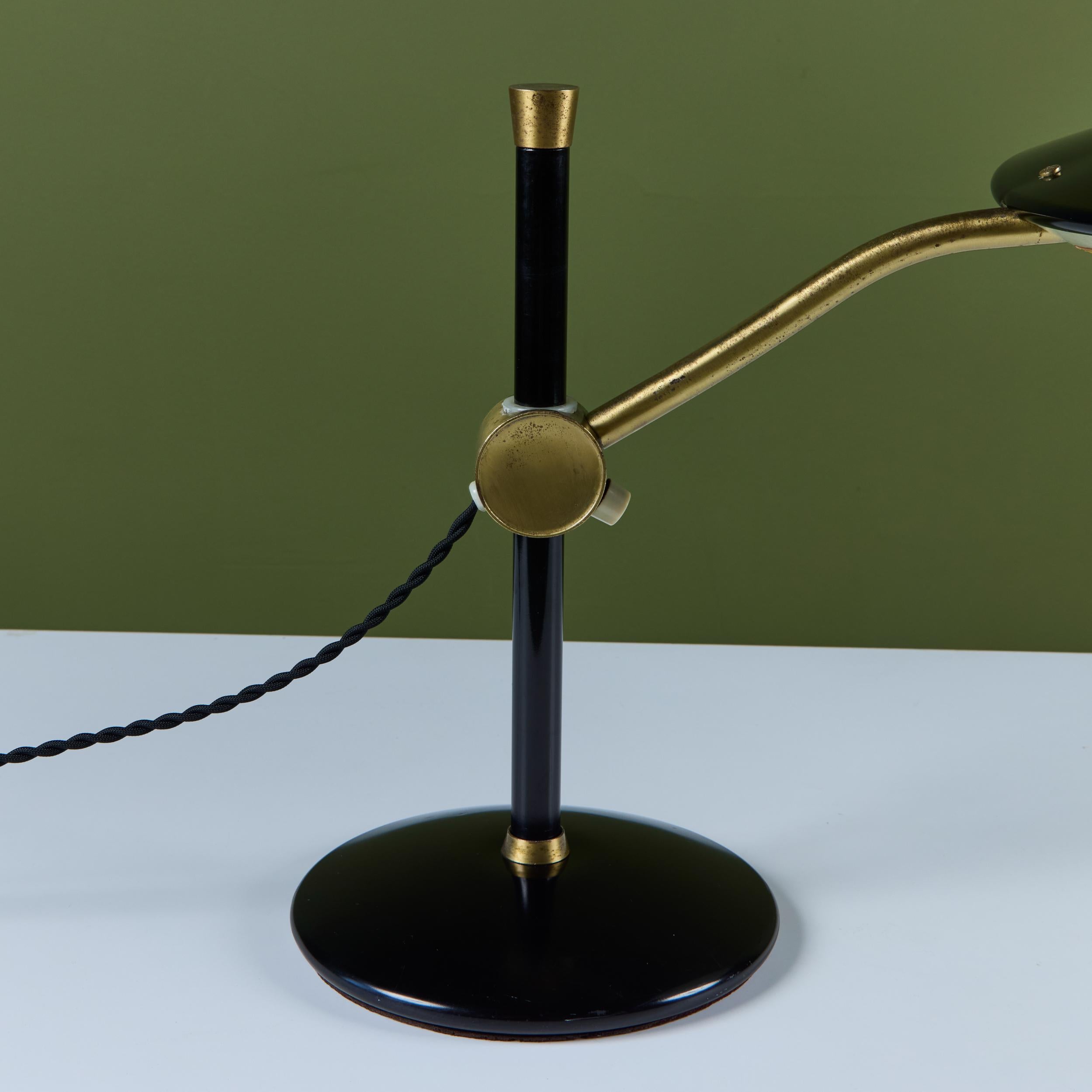Dazor Black Enamel Desk Lamp with Brass Accents For Sale 7