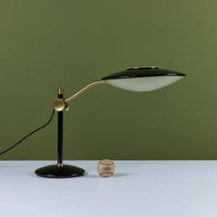 Dazor Black Enamel Desk Lamp with Brass Accents