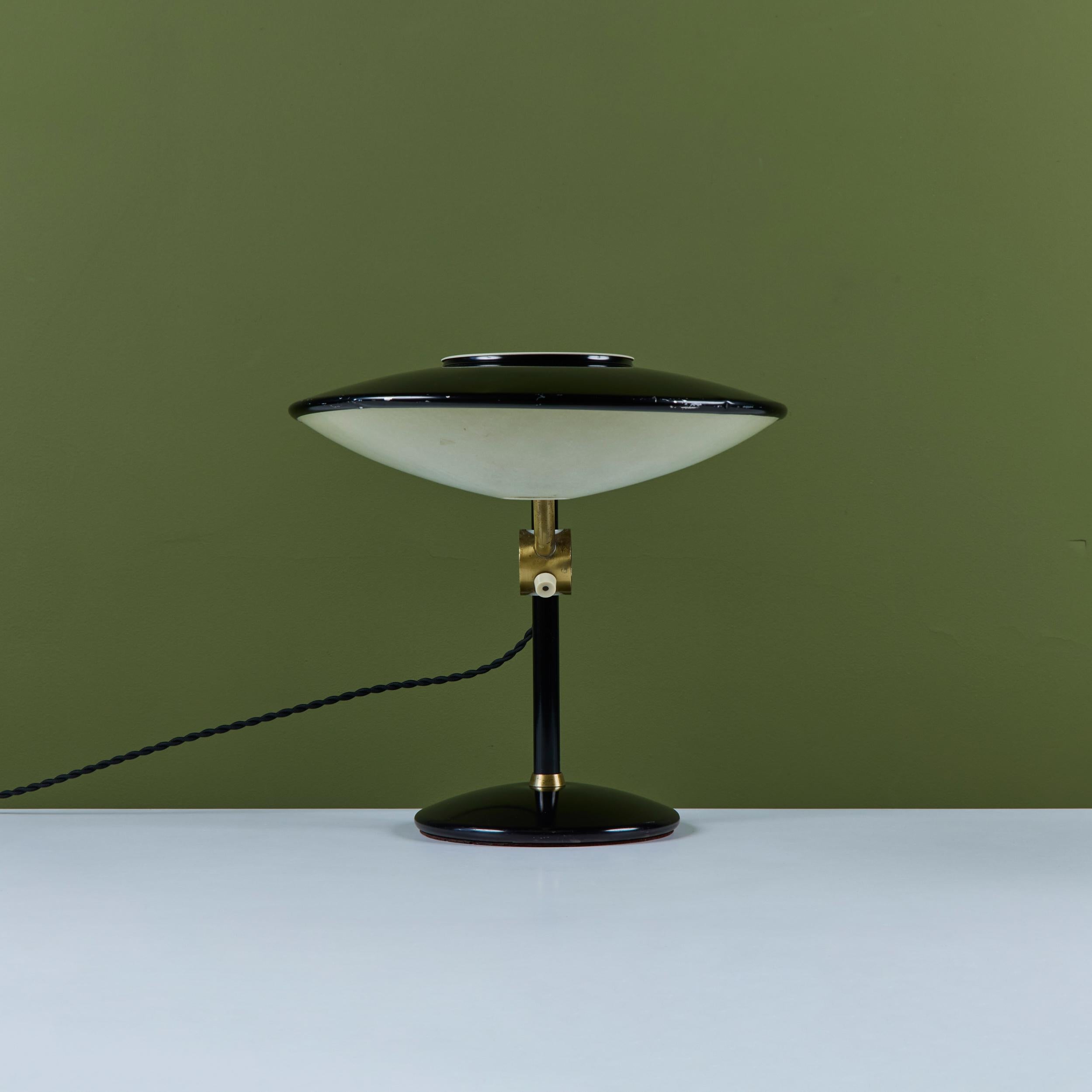 Dazor Black Enamel Desk Lamp with Brass Accents For Sale 1