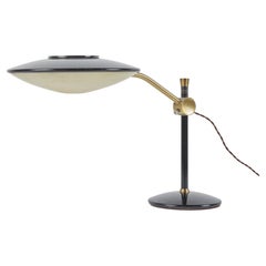 Dazor Black Enamel Desk Lamp with Brass Accents