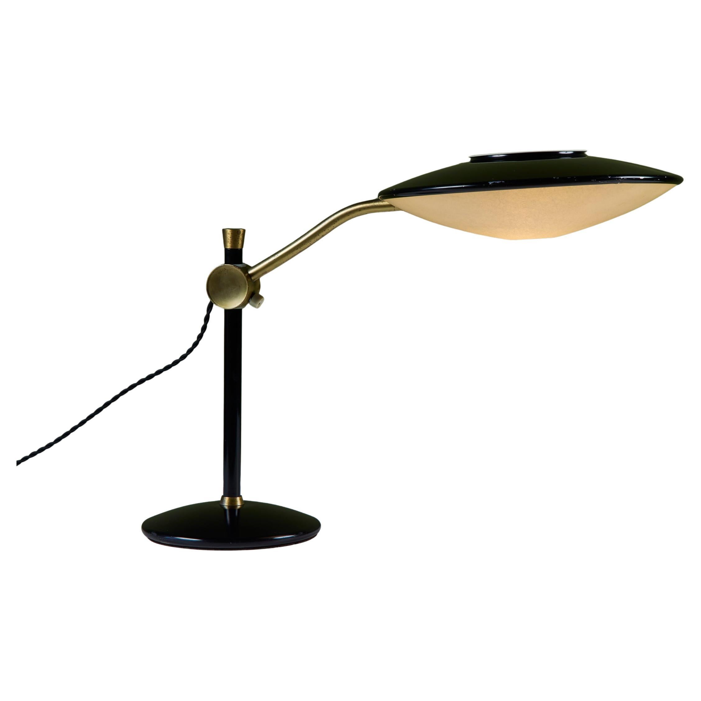 Dazor Black Enamel Desk Lamp with Brass Accents For Sale