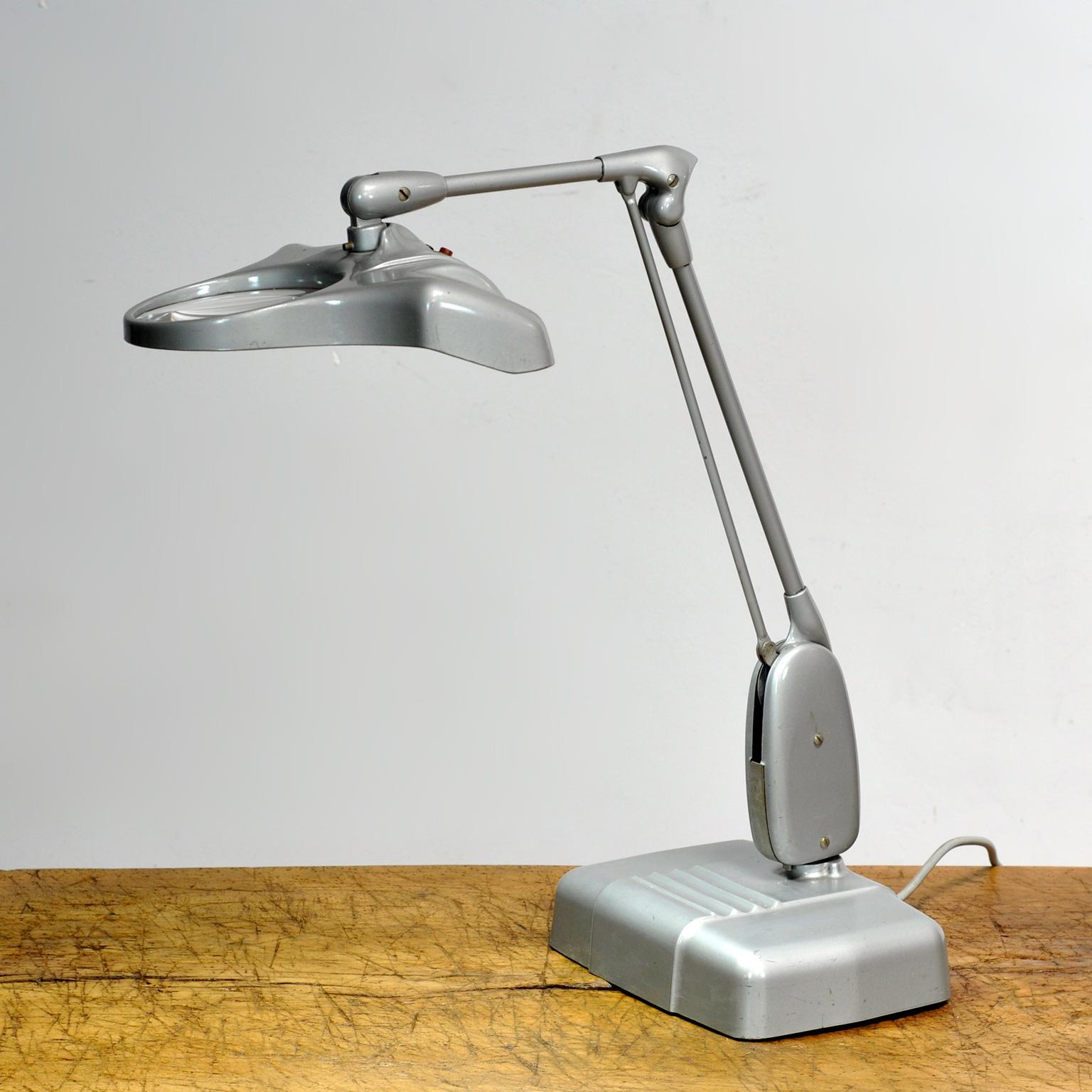 North American Dazor Desk Lamp With Magnifying Glass, 1950s For Sale