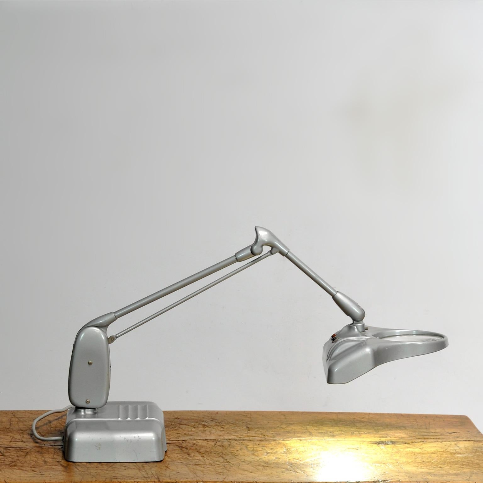 Mid-20th Century Dazor Desk Lamp With Magnifying Glass, 1950s For Sale