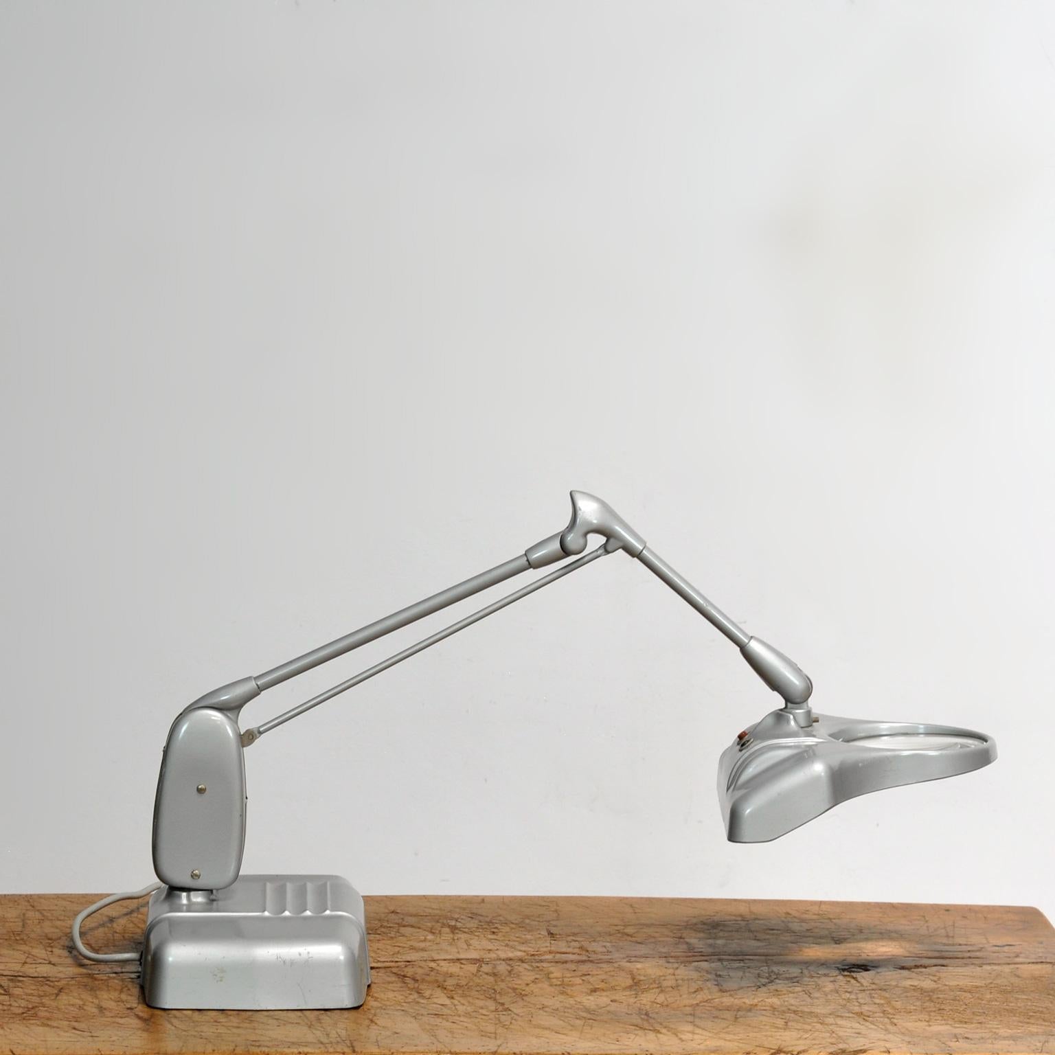 Iron Dazor Desk Lamp With Magnifying Glass, 1950s For Sale