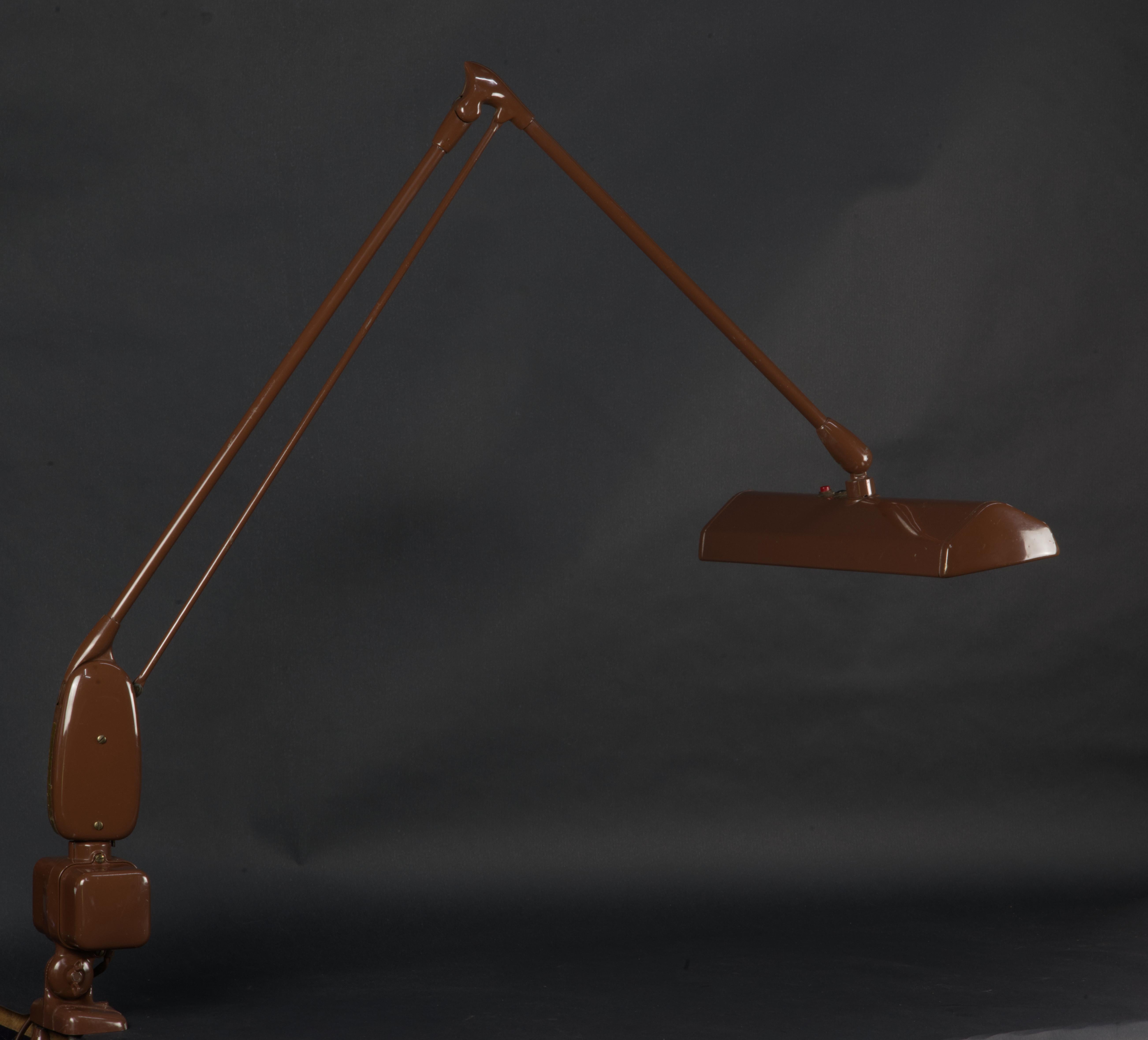 Industrial Dazor, Edge mounted model 2134 Floating Desk Lamp. 1960s For Sale